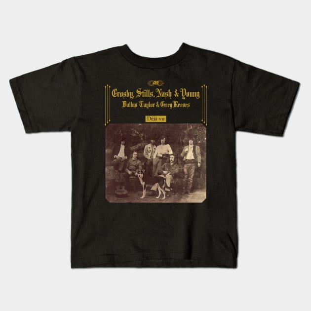 Crosby Stills Nash Young Kids T-Shirt by Kurasaki